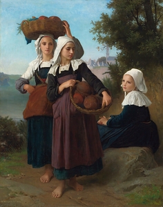 Fouesnant Girls Returning from the Market [1869] by William Bouguereau [1825–1905]